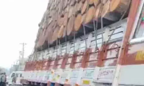 ലോറിയുടെ ടയര്‍ ഊരിത്തെറിച്ച് സമീപത്തുണ്ടായിരുന്ന എടിഎം സെന്ററിന്റെ വാതില്‍ തകര്‍ത്തു; കാലടിയില്‍ അപകടത്തില്‍ പെട്ടത് തടിയുമായി വന്ന ലോറി