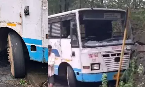 ഇറക്കത്തിൽ ബ്രേക്ക് നഷ്ടമായി; നിയന്ത്രണം വിട്ട് കെഎസ്ആര്‍ടിസി ബസ്സ് മതിലിൽ ഇടിച്ചു കയറി; ഒഴിവായത് വൻ അപകടം