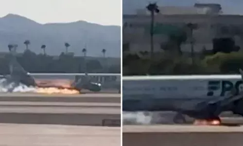 പുകയ്ക്ക് പിന്നാലെ വിമാനത്തിന് തീപിടിച്ചു; പരിഭ്രാന്തിയിൽ യാത്രക്കാർ; ഒടുവിൽ എയർപോർട്ടിൽ അടിയന്തര ലാൻഡിംഗ്; സംഭവം ന്യൂയോർക്കിൽ