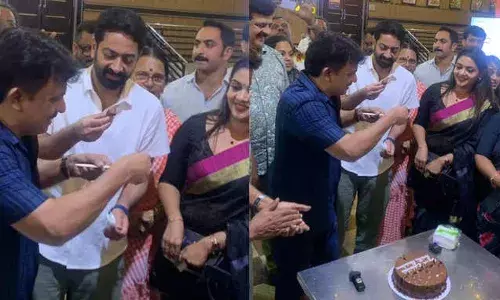 പൊറാട്ട് നാടകം; കേക്ക് മുറിച്ച് മധുരം പങ്കിട്ട് സൈജു കുറുപ്പിന്റെയും കൂട്ടരുടെയും ചിരിയില്‍ തീര്‍ത്ത വിജയാഘോഷം