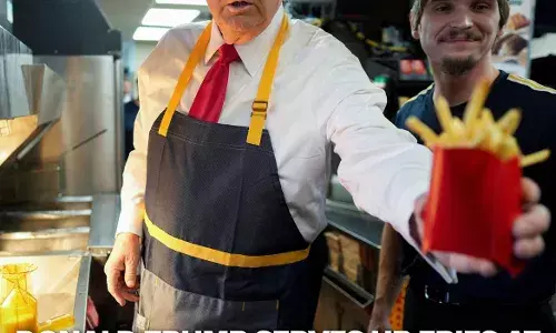 മക്ഡൊണാള്‍ഡ്സില്‍ ഫ്രൈകള്‍ പാചകം ചെയ്തു ഡൊണാള്‍ഡ് ട്രംപ്