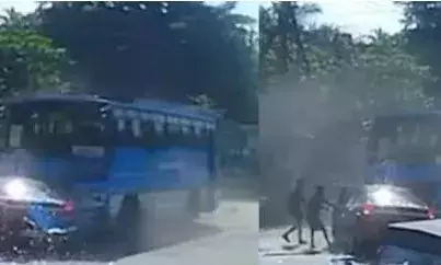 കരുവന്നൂരിൽ വാഹനാപകടം; സ്വകാര്യ ബസും കാറും തമ്മിൽ കൂട്ടിയിടിച്ച് കാർ ഡ്രൈവർ മരിച്ചു; സിസിടിവി ദൃശ്യങ്ങൾ പുറത്ത്