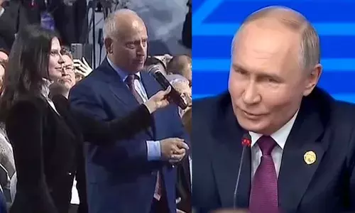 യുക്രൈന്‍ യുദ്ധത്തിന്റെ പേരില്‍ പുട്ടിനെ മുഖത്ത് നോക്കി വെല്ലുവിളിച്ച് ബിബിസി ലേഖകന്‍; എല്ലാം നിങ്ങളുടെ ആര്‍ത്തിയെന്ന് തിരിച്ചടിച്ച് റഷ്യന്‍ പ്രസിഡണ്ട്; ബ്രിക്സ് സമ്മിറ്റിനു ശേഷം പുട്ടിനെ പഞ്ഞിക്കിട്ട ലേഖകന് വെള്ളക്കാരുടെ കയ്യടി