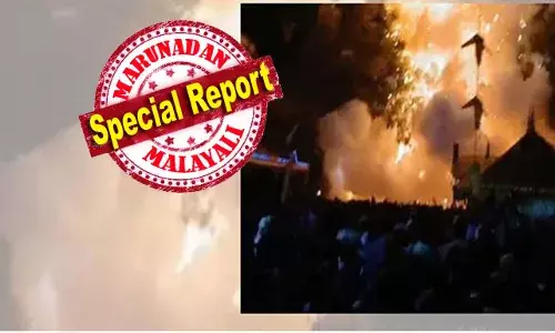 മൂവാളംകുഴി ചാമുണ്ഡി തെയ്യത്തിന്റെ വെള്ളാട്ടം പുറപ്പാട് സമയത്ത് പടക്കം പൊട്ടിച്ചപ്പോള്‍ ചിതറിയ തീപ്പൊരി; ചെന്നു വീണത് ക്ഷേത്ര മതിലിനോട് ചേര്‍ന്ന ഷീറ്റ് പാകിയ കെട്ടിടത്തില്‍ സൂക്ഷിച്ച വെടിക്കെട്ട് ശേഖരത്തിലേക്ക്; തീ ഗോളം പോലെ പൊട്ടിത്തെറി; മിനിമം അകലം പാലിക്കാതെ പടക്കം പൊട്ടിച്ചത് ദുരന്തമായി; നീലേശ്വരത്തേത് അനാസ്ഥയുടെ ദുരന്തം