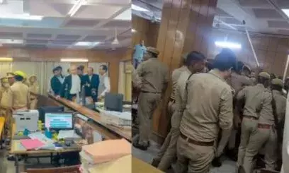 കേസ് പരിഗണിക്കുന്നതിനിടെ തർക്കം; കോടതിമുറിക്കുള്ളില്‍ ജഡ്ജിയും അഭിഭാഷകരും തമ്മിൽ കൂട്ടത്തല്ല്; ലാത്തിവീശി പോലീസ്; ആളുകൾ കുതറിയോടി; ദൃശ്യങ്ങൾ വൈറൽ