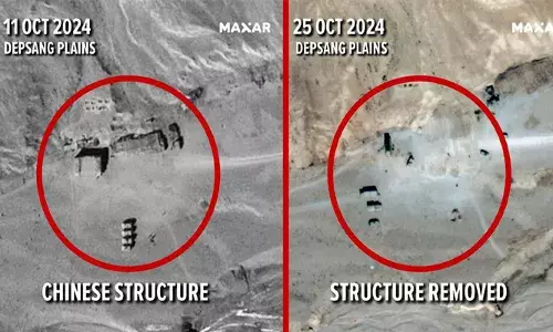 ഡെപ്സാങ്ങില്‍ ഒക്ടോബര്‍ 11 ന് എടുത്ത ചിത്രത്തില്‍ നാലുവാഹനങ്ങളും രണ്ടുടെന്റുകളും; ഒക്ടോബര്‍ 25 ന് ടെന്റുകള്‍ അപ്രത്യക്ഷമായി; ലഡാക്കിലെ നിയന്ത്രണരേഖയില്‍ ചൈനയുടെ സൈനിക പിന്മാറ്റം പൂര്‍ത്തിയായതിന്റെ ചിത്രങ്ങള്‍ പുറത്ത്; ദീപാവലി മധുരം കൈമാറി ഇന്ത്യ-ചൈന സൈനികര്‍
