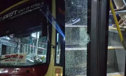 കെഎസ്‍ആര്‍ടിസി സ്വിഫ്റ്റ് ബസിന് നേരെ ആക്രമണം; കല്ലേറിൽ ഗ്ലാസ് തകർന്നു; പരിഭ്രാന്തരായി യാത്രക്കാർ; പ്രതി പിടിയിൽ; സംഭവം കോഴിക്കോട്