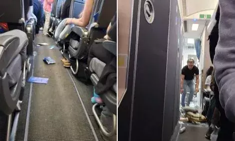 വിമാനം ആകാശച്ചുഴിയില്‍പ്പെട്ടു; ഭയന്ന് നിലവിളിച്ച് യാത്രക്കാർ; ശക്തമായ കുലുക്കത്തില്‍ ഭക്ഷണസാധനങ്ങൾ തെറിച്ചുവീണു; ജീവനക്കാർക്ക് പരിക്ക്; ദൃശ്യങ്ങൾ വൈറൽ