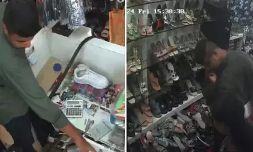 കടയിലെത്തിയത് ചെരുപ്പ് വാങ്ങാനെന്ന വ്യാജേന; കടക്കാരന്റെ ശ്രദ്ധ തിരിച്ച ശേഷം മേശ വലിപ്പില്‍ നിന്നും പണം മോഷ്ടിച്ചു മുങ്ങി: യുവതിക്കും യുവാവിനുമായി തിരച്ചില്‍