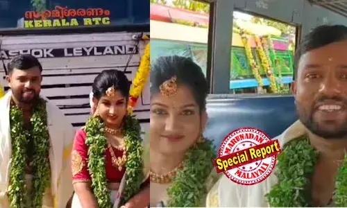 ചീനിവിളയില്‍ നിന്നുള്ള കെഎസ്ആര്‍ടിസി ബസില്‍ മൊട്ടിട്ട പ്രണയം; വിവാഹത്തിനും സാക്ഷിയായി അതേ ബസ്; ലൈഫിന് ഡബിള്‍ ബെല്ലടിച്ച അമലിനും അഭിജിതയ്ക്കും ആശംസയര്‍പ്പിച്ച് ഗതാഗത മന്ത്രി ഗണേഷ് കുമാര്‍