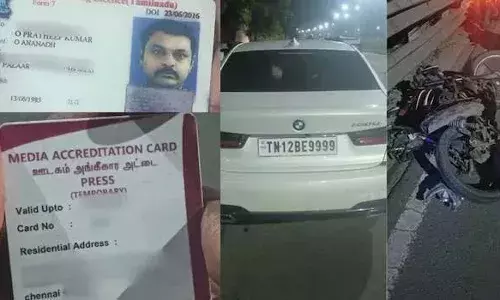 അമിത വേഗത്തിലെത്തിയ ബിഎംഡബ്ല്യു കാര്‍ ഇടിച്ചുതെറിപ്പിച്ചു; ബൈക്ക് യാത്രികനായ മാദ്ധ്യമപ്രവര്‍ത്തകന് ദാരുണാന്ത്യം