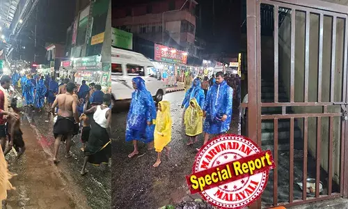 കോരിച്ചൊരിയുന്ന മഴയത്തും അയ്യപ്പന്‍മാര്‍ക്ക് വിരിപന്തല്‍ തുറന്നു നല്‍കാതെ ദേവസ്വം ബോര്‍ഡിന്റെ ക്രൂരത; മഴയത്ത് നനഞ്ഞ് കുളിച്ച് ഭക്തര്‍; ഷെല്‍ട്ടര്‍ താഴിട്ട് പൂട്ടിയതില്‍ പ്രതിഷേധം