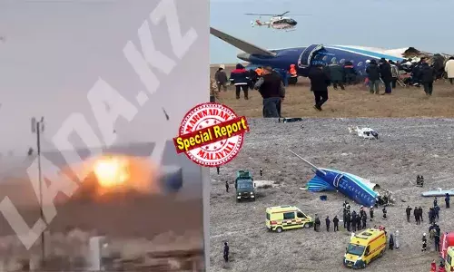 കസാഖിസ്ഥാനില്‍ യാത്രാവിമാനം തകര്‍ന്നുവീണു; നിരവധി പേര്‍ മരിച്ചതായി റിപ്പോര്‍ട്ട്; തകര്‍ന്നുവീണ ഉടന്‍ വിമാനത്തിന് തീപിടിച്ചു; വിമാനത്തില്‍ ഉണ്ടായിരുന്നത് അറുപതിലേറെ പേര്‍; 12 പേരെ രക്ഷപ്പെടുത്തി; അപകടത്തില്‍ പെട്ടത് അസര്‍ബൈജാന്‍ എയര്‍ലൈന്‍സ് വിമാനം