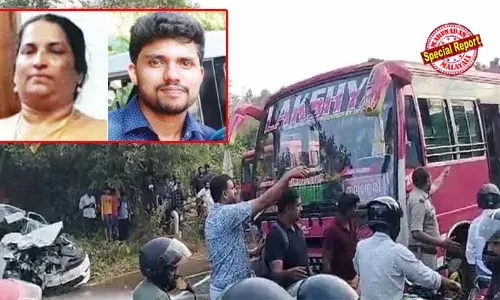 ഇരട്ട മരണത്തില്‍ നടുങ്ങി ഉളിക്കല്‍ ഗ്രാമം; ശോകമൂകമായി വിവാഹവീട്; ബീനയെ മരണം തട്ടിയെടുത്തത് മകന്റെ വിവാഹ ഒരുക്കത്തിനിടെ; കാര്‍ ബസ്സിലിടിച്ച അപകടത്തില്‍ ചോരക്കളമായി തലശേരി - വളവു പാറ റോഡ്