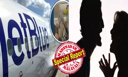 ടാക്സി വേയിൽ നിന്ന് റൺവേയിലേക്ക് പതിയെ നീങ്ങി വിമാനം; ഉള്ളിൽ കാമുകിയുമായി വഴക്കിട്ട് യുവാവ്; എല്ലാം നോക്കിയിരുന്ന് യാത്രക്കാർ; ശല്യം സഹിക്കാനായില്ല; എമർജൻസി എക്സിറ്റ് ഡോറിലൂടെ തല വെളിയിലിട്ട കാമുകന് സംഭവിച്ചത്; യാത്ര മുടങ്ങി; പാഞ്ഞെത്തി പോലീസ്; ജെറ്റ് ബ്ലൂ എയർലൈൻസിൽ നടന്നത്!