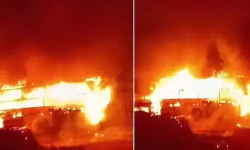 ഓടിക്കൊണ്ടിരുന്ന സ്വകാര്യ ദീര്‍ഘദൂര ബസിന് തീപിടിച്ചു; യാത്രക്കാര്‍ പുറത്തിറങ്ങിയതിന് പിന്നാലെ ബസ് പൂര്‍ണമായും കത്തിനശിച്ചു; വന്‍ അപകടം ഒഴിവായത് തലനാരിഴയ്ക്ക്