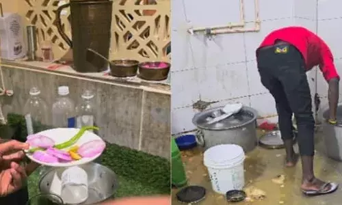 ആളുകള്‍ ഭക്ഷണം കഴിച്ച് പോയി ശേഷിക്കുന്ന സവാളയും മറ്റ് സാലഡുകളും ഉപേക്ഷിക്കുമോ? അതോ വീണ്ടും ഉപയോഗിക്കുമോ? ഹൈദരാബാദിലെ ഹോട്ടലില്‍ നിന്നുള്ള വീഡിയോ വൈറല്‍; സാലഡില്‍ വരെ തട്ടിപ്പ്