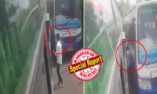 ഡെയ് സത്തിട്ടേണ്ട...ഇരുങ്ക ഭായ്..; ബസിന്റെ അടുത്തുകൂടി ഒരു യുവാവ്; ഇടതുവശത്തുകൂടി കുതിച്ചെത്തി മറ്റൊരു ബസ്; ഇരുബസുകൾക്കിടയിൽ യുവാവ് പെട്ടു; അയ്യോ..നിലവിളിച്ച് വഴിയാത്രക്കാർ; മാക്സിമം വളയം നിയന്ത്രിച്ച് ഡ്രൈവർമാർ; അത്ഭുത രക്ഷപ്പെടൽ; കൈയിൽ പിച്ചി നോക്കി യുവാവ്; ഹാപ്പി ബെർത്ഡേയ് ടു യു എന്ന് നാട്ടുകാർ; ഭയപ്പെടുത്തുന്ന ദൃശ്യങ്ങൾ തമിഴ്‌നാട്ടിൽ നിന്ന്!
