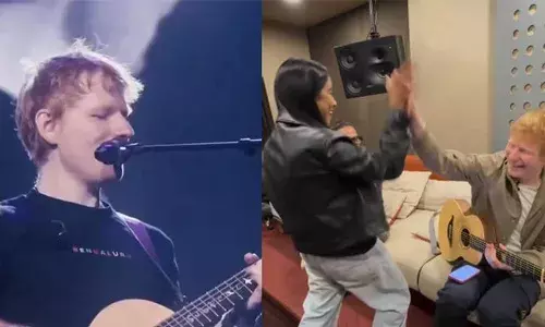 സംഗീതത്തിന് അതിരുകളില്ല; അത് നിങ്ങള്‍ ഒരിക്കല്‍ കൂടി തെളിയിച്ചു; ദേവരയിലെ ചുട്ടമല്ലേ ഗാനം ആലപിച്ച് എഡ് ഷീരന്‍; കരഘോഷത്തോടെ സ്വീകരിച്ച് പ്രേക്ഷകര്‍