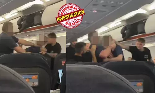 ലഘുഭക്ഷണം തറയില്‍ വീണതിന്റെ പേരില്‍ തര്‍ക്കം; സഹയാത്രികനെ കഴുത്തിന്  ചുറ്റിപ്പിടിച്ച് ക്രൂരമായി മര്‍ദ്ദിച്ചു;  ഈസി ജെറ്റ് വിമാനത്തിലെ സംഘര്‍ഷത്തിന്റെ ദൃശ്യം പുറത്ത്; വിശദീകരണവുമായി വിമാന കമ്പനി