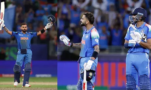 വിജയറണ്ണും സെഞ്ചുറിയും പൂര്‍ത്തിയാക്കി ബാറ്റുയര്‍ത്തി അഭിവാദ്യം; ഞാന്‍ പറഞ്ഞില്ലെ എന്ന് ചിരിച്ചുകൊണ്ട് വിരാട് കോലി; ആ അഭിവാദ്യം സൂര്യകുമാറിനല്ല, ബാല്യകാല പരിശീലകന്‍ രാജ്കുമാര്‍ ശര്‍മയ്ക്ക്;  ആരാധകരെ ത്രസിപ്പിച്ച നിമിഷങ്ങള്‍