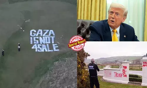 ഗസ്സ വില്‍പ്പനയ്ക്കില്ല, ഫലസ്തീനെ സ്വതന്ത്രമാക്കൂ; ട്രംപിന്റെ സ്‌കോട്‌ലന്‍ഡിലെ ഗോള്‍ഫ് കോഴ്‌സ് കയ്യേറി ഫലസ്തീന്‍ അനുകൂലികള്‍; ക്ലബ്ബ് ഹൗസിന്റെ ചുവരില്‍ ചുവന്ന പെയിന്റടിച്ച് വികൃതമാക്കി; ഗോള്‍ഫ് കോഴ്‌സ് വെട്ടിക്കുഴിച്ച് വികൃതമാക്കി; ഒപ്പം ട്രംപിനെ തെറി പറയുന്ന നിലത്തെഴുത്തുകളും; യുഎസ് പ്രസിഡന്റിനെ ഞെട്ടിച്ച് അതിക്രമം