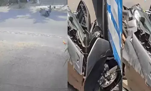 കുതിച്ചെത്തിയ സ്കൂട്ടർ നിയന്ത്രണം തെറ്റി റോഡിൽ വീണു; എതിർ ദിശയിലെത്തിയ ബസ് വെട്ടി ഒടിച്ചു; ഒഴിവായത് വൻ അപകടം; മലപ്പുറത്ത് യുവാവ് അത്ഭുതകരമായി രക്ഷപ്പെട്ടു