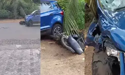 മറ്റൊരു വാഹനത്തെ ഓവർടേക്ക് ചെയ്യുന്നതിനിടെ അപകടം; കാര്‍ നിയന്ത്രണം തെറ്റി ബൈക്കിലിടിച്ചു; യുവാവിന് ദാരുണാന്ത്യം; ഞെട്ടിപ്പിക്കുന്ന ദൃശ്യങ്ങൾ പുറത്ത്