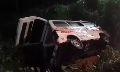 ആംബുലൻസ് നിയന്ത്രണം വിട്ട് തോട്ടിലേക്ക് മറിഞ്ഞു; അപകടം രോഗിയുമായി പോകവേ; ആരുടെയും പരിക്ക് ഗുരുതരമല്ല