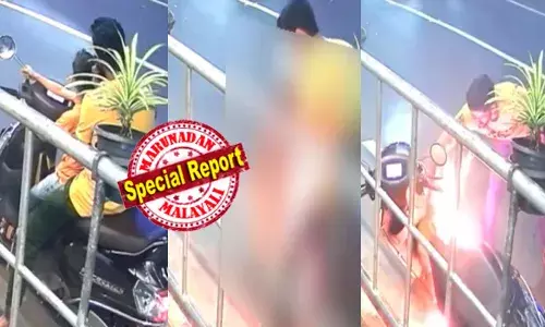 സ്കൂട്ടറിന് മുന്നിലിരുന്ന് കുട്ടി; ഫോൺ വന്നതും റോഡരികിൽ നിർത്തി സംസാരം; പൊടുന്നനെ തീ ആളിക്കത്തി; തീയണക്കാൻ പരമാവധി ശ്രമിച്ച് യുവാവ്; നിലവിളി കേട്ട് ഓടിയെത്തി നാട്ടുകാർ; സംഭവത്തിൽ ആറ് വയസുകാരന് പൊള്ളലേറ്റു; അപകടം ജിം കഴിഞ്ഞു മടങ്ങവേ; ദൃശ്യങ്ങൾ പുറത്ത്