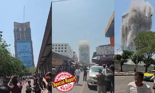 നിര്‍മാണത്തിലിരുന്ന അംബര ചുംബിയായ കെട്ടിടം നിമിഷ നേരം കൊണ്ട് നിലംപൊത്തുന്ന ഭയാനക ദൃശ്യങ്ങള്‍;  ഭൂചലനത്തില്‍ വിറങ്ങലിച്ച് മ്യാന്‍മറും തായ്ലന്‍ഡും;  നൂറുകണക്കിന് പേര്‍ മരിച്ചതായി സ്ഥിരീകരണം; നിരവധി കെട്ടിടങ്ങളും പാലങ്ങളും തകര്‍ന്നടിഞ്ഞു; ദുരന്തകാല അടിയന്തിരാവസ്ഥ; ഹെല്‍പ് ലൈന്‍ തുറന്ന് ഇന്ത്യന്‍ എംബസി