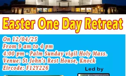 സി. ആന് മരിയ നയിക്കുന്ന ഏകദിന ധ്യാനം നോക്ക് ദേവാലയത്തില് സി. ആന് മരിയ നയിക്കുന്ന ഏകദിന ധ്യാനം നോക്ക് ദേവാലയത്തില്