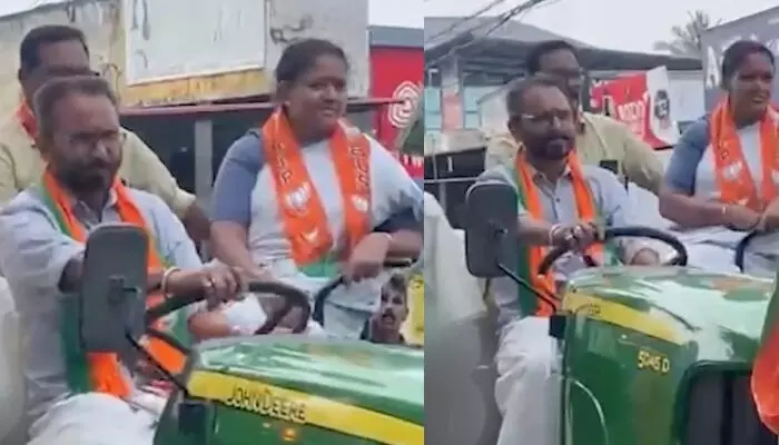 കെ സുരേന്ദ്രൻ ലൈസൻസ് പോലും ഇല്ലാതെ ട്രാക്ടർ ഓടിച്ചു; വാഹന ഉടമയ്ക്ക് എട്ടിന്റെ പണി; 5,000 രൂപ പിഴചുമത്തി; സംഭവം നടന്നത് പ്രചാരണ പരിപാടിക്കിടെ കെ സുരേന്ദ്രൻ ലൈസൻസ് പോലും ഇല്ലാതെ ട്രാക്ടർ ഓടിച്ചു; വാഹന ഉടമയ്ക്ക് എട്ടിന്റെ പണി; 5,000 രൂപ പിഴചുമത്തി; സംഭവം നടന്നത് പ്രചാരണ പരിപാടിക്കിടെ