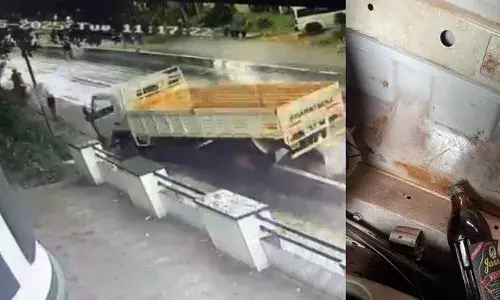 മദ്യലഹരിയില്‍ ഓടിച്ച ലോറി ഇടിച്ച് രണ്ടുപേര്‍ക്ക് പരിക്ക്; ഡ്രൈവറെ നാട്ടുകാര്‍ പിടികൂടി