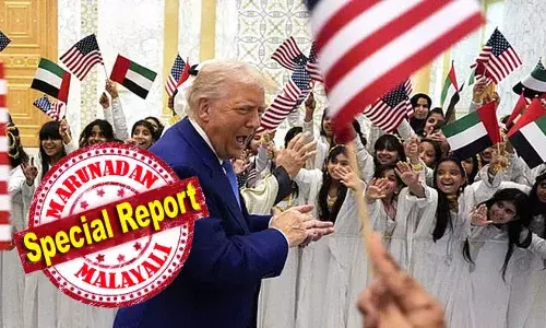 അമേരിക്കന്‍ പതാക പാറിച്ച് തുള്ളിച്ചാടി കുട്ടികള്‍; അല്‍- അയാല ഹെയര്‍ ഫ്ളിപ് ഡാന്‍സുമാരയി സുന്ദരികള്‍; സൗദില്‍ നിന്ന് യുഎഇയില്‍ എത്തിയ ട്രംപിന് ഒരു രക്ഷയുമില്ലാത്ത സ്വീകരണം ഒരുക്കി യുഎഇ; ഇറാനെ പാഠം പഠിപ്പിക്കുമെന്നും ഗസ്സ ഏറ്റെടുക്കുമെന്നും അറബ് നാട്ടിലെത്തി പ്രഖ്യാപിച്ച് സ്വീകരണം ഏറ്റുവാങ്ങി അമേരിക്കന്‍ പ്രസിഡന്റ്