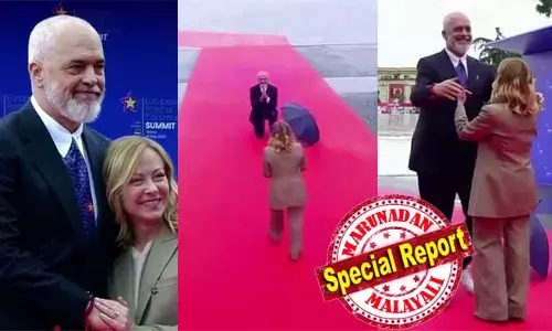 അതിസുന്ദരിയായി ഇറ്റാലിയന്‍ പ്രധാനമന്ത്രിയെ കണ്ടെപ്പോള്‍ അല്‍ബേനിയന്‍ പ്രധാനമന്ത്രിക്ക് ഇളക്കം! ജോര്‍ജ്ജിയ മെലൂണിയുടെ മുന്നില്‍ മുട്ടുകുത്തി എഡി റാമ; വീഡിയോ ദൃശ്യങ്ങള്‍ സോഷ്യല്‍ മീഡിയയില്‍ വൈറല്‍