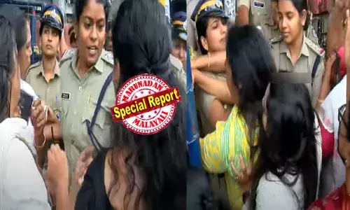 നെയിംപ്ലേറ്റ് എവിടെ ? നീയാരാ സിപിഎം ഗുണ്ടയോ! പേരൂര്‍ക്കട പോലീസ് സ്റ്റേഷന്‍ മാര്‍ച്ചില്‍ നെയിംപ്ലേറ്റ് ഇല്ലാത്ത പോലീസ് ഉദ്യോഗസ്ഥക്കെതിരെ പ്രതിഷേധവുമായി മഹിള കോണ്‍ഗ്രസ്സ് പ്രവര്‍ത്തകര്‍; ഉദ്യോഗസ്ഥയെ മാറ്റണമെന്നുമാവശ്യം; മഹിളാ കോണ്‍ഗ്രസ് നടത്തിയ മാര്‍ച്ചില്‍ സംഘര്‍ഷം