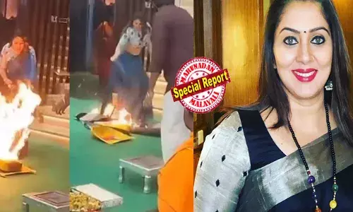 ഷൂട്ടിങ്ങിനിടെ ഹോമകുണ്ഡത്തിൽ നിന്ന് തീആളിക്കത്തി; പൊടുന്നനെ സാരിത്തുമ്പിൽ തീപിടിച്ചു; അലറിവിളിച്ച് വസ്ത്രം അഴിച്ചു മാറ്റി നടി ചെയ്തത്; അന്തംവിട്ട് സഹപ്രവർത്തകർ; തിരശ്ശീലയ്ക്ക് പിന്നിലെ ജീവിതമെന്ന് മറുപടി; വൈറലായി വീഡിയോ!