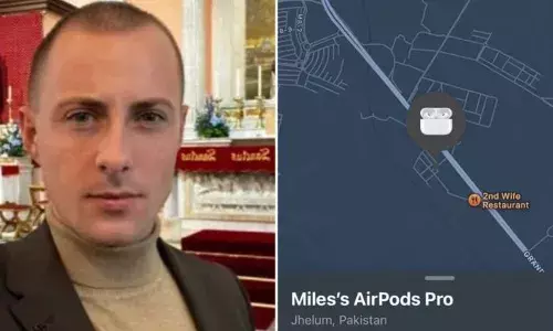 ഒരു വർഷം മുൻപ് ഹോട്ടൽ മുറിയിൽ നിന്നും എയര്‍പോഡ് കാണാതായി; എയർപോഡ് പാകിസ്താനിലുണ്ടെന്ന് കണ്ടെത്താൻ സഹായകമായത് ആപ്പിളിന്റെ ലോസ്റ്റ് മോഡ്; വൈറലായി യൂട്യൂബറുടെ പോസ്റ്റ്
