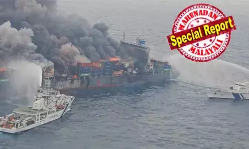 കപ്പലില്‍ 157 കണ്ടെയ്നറുകളില്‍ അത്യന്തം അപകടരമായ വസ്തുക്കള്‍; 800 വീപ്പ കീടനാശിനി 27,786 കിലോ എഥൈല്‍ ക്ലോറോഫോര്‍മൈറ്റ് അടക്കം വിഷാംശം നിറഞ്ഞ രാസവസ്തുക്കള്‍; 20 കണ്ടെയ്നറുകളില്‍ തീപിടിക്കുന്ന വസ്തുക്കള്‍; പൊട്ടിത്തെറിയും തീപിടുത്തവും തുടരവേ വാന്‍ ഹയി 503 കപ്പല്‍ 15 ഡിഗ്രിവരെ ചരിഞ്ഞു; കൂടുതല്‍ കണ്ടെയ്‌നറുകള്‍ കടലില്‍