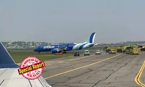 അഹമ്മദാബാദ് എയര്‍ ഇന്ത്യ വിമാന ദുരന്തത്തിന് തൊട്ടുപിന്നാലെ യുഎസില്‍ വന്‍ വിമാന ദുരന്തം ഒഴിവായി; ബോസ്റ്റണ്‍ ലോഗന്‍ വിമാനത്താവളത്തില്‍ ലാന്‍ഡ് ചെയ്യുന്നതിനിടെ ജെറ്റ്ബ്ലൂ യാത്രാ വിമാനം റണ്‍വേയില്‍ നിന്ന് തെന്നി മാറി; ചിത്രങ്ങള്‍ സോഷ്യല്‍ മീഡിയയില്‍