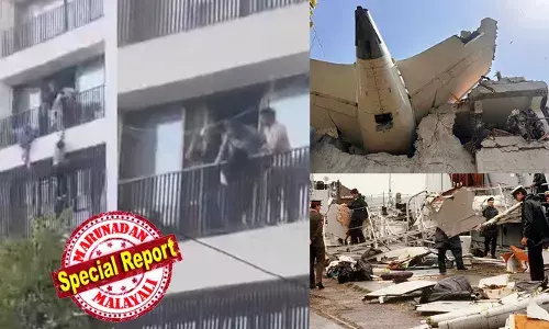 വിമാനം തകര്‍ന്നുവീഴുമ്പോള്‍ അലറിക്കരഞ്ഞ് രക്ഷപ്പെടാനായി മെഡിക്കല്‍ വിദ്യാര്‍ഥികളുടെ ശ്രമം;  ഹോസ്റ്റലിന്റെ ബാല്‍ക്കണിയില്‍നിന്ന് തുണികള്‍ കെട്ടി ഗ്രില്ലുകളില്‍ പിടിച്ച് ചാടി സാഹസിക രക്ഷപ്പെടല്‍; വിമാനദുരന്തത്തിന്റെ നടുക്കുന്ന ദൃശ്യങ്ങള്‍; എയര്‍ ഇന്ത്യയുടെ ചരിത്രത്തിലെ ഏറ്റവും വലിയ അപകടമെന്ന് അന്തര്‍ദേശീയ മാധ്യമങ്ങള്‍