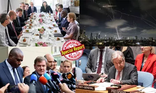 ഇറാന്റെ മിന്നലാക്രമണത്തില്‍ ഹൈഫയില്‍ ഇരുപതിലേറെ പേര്‍ക്ക് പരിക്കേറ്റതോടെ യുഎന്‍ സുരക്ഷാ കൗണ്‍സിലിലും നിലപാട് കടുപ്പിച്ച് ഇസ്രയേല്‍; ഇറാന് എതിരായ ആക്രമണം നിര്‍ത്തിവയ്ക്കില്ല; ആര്‍ക്കും നിയന്ത്രിക്കാനാവാത്ത തീയായി പടരരുതെന്ന് യുഎന്‍ സെക്രട്ടറി ജനറല്‍; ജനീവയില്‍ നയതന്ത്ര ചര്‍ച്ചകള്‍ പൂര്‍ത്തിയായി; ടെഹ്റാനിലെ ഏംബസിയില്‍ നിന്ന് ജീവനക്കാരെ പിന്‍വലിച്ച് ബ്രിട്ടന്‍