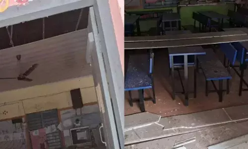 കടുക്കാംക്കുന്നം സ്‌കൂളിലെ സീലിംഗ് പൊട്ടിവീണു; കുട്ടികളില്ലാത്തതിനാൽ വൻ അപകടം ഒഴിവായി