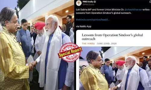 മോദിയുടെ ഊര്‍ജ്ജസ്വലതയും ചലനാത്മകതയും ഇടപെടല്‍ ശേഷിയും ആഗോളതലത്തില്‍ ഇന്ത്യക്ക് നേട്ടം; പ്രധാനമന്ത്രിക്ക് കൂടുതല്‍ പിന്തുണ നല്‍കണം; നിലമ്പൂരില്‍ കോണ്‍ഗ്രസ് തകര്‍പ്പന്‍ ജയം നേടി നില്‍ക്കെ ചര്‍ച്ചയായി ദി ഹിന്ദുവിലെ തരൂരിന്റെ ലേഖനം; തിരുവനന്തപുരം എംപിയുടെ ലേഖനം പങ്കുവച്ച് പ്രധാനമന്ത്രിയുടെ ഓഫീസ്; അവഗണിച്ച് കോണ്‍ഗ്രസ് സംസ്ഥാന നേതൃത്വം