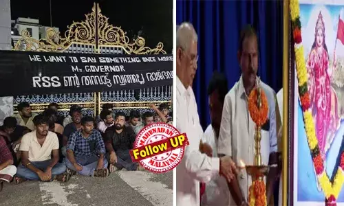 ആര്‍എസ്എസിന്റെ തറവാട്ട് സ്വത്തല്ല രാജ്ഭവന്‍ എന്നെഴുതിയ ബാനറുമായി എസ്എഫ്‌ഐ പുറത്ത് പ്രതിഷേധിക്കുമ്പോള്‍ ഭാരതാംബ ചിത്രവിവാദത്തില്‍ വഴങ്ങില്ലെന്ന് വ്യക്തമാക്കി ഗവര്‍ണര്‍; നിലപാടില്‍ മാറ്റമില്ലെങ്കിലും സര്‍ക്കാരുമായി ചര്‍ച്ചയ്ക്ക് തയ്യാര്‍; തന്നെ സെനറ്റ് ഹാളില്‍ തടയുന്നത് ജനാധിപത്യമോ? ചോദ്യങ്ങള്‍ ഉന്നയിച്ച് രാജേന്ദ്ര ആര്‍ലേക്കര്‍