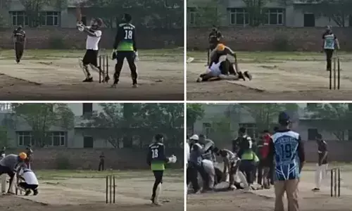 പന്ത്  ബൗണ്ടറി കടത്തിയതിന് പിന്നാലെ ബാറ്റര്‍ ഗ്രൗണ്ടില്‍ കുഴഞ്ഞുവീണു മരിച്ചു; ഹൃദയാഘാതമാണ് മരണകാരണമെന്ന് സൂചന