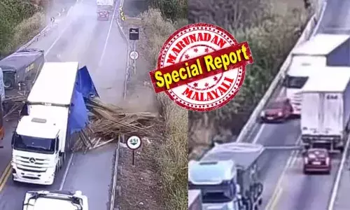 ബ്രസീലിലെ സാല്‍വഡോറിനെ നടുക്കി അപകടം; നിയന്ത്രണം വിട്ട ലോറി പാലത്തിലൂടെ പാഞ്ഞുകയറി കാറില്‍ ഇടിച്ചു; ഇടിയുടെ ആഘാതത്തില്‍ തെറിച്ചു പോയ കാറില്‍ ഗുരുതര പരിക്കേറ്റത് ഒരാള്‍ക്ക് മാത്രം; നടുക്കുന്ന വീഡിയോ