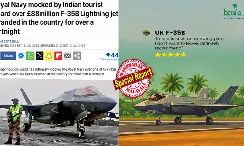 കേരളം കിടു സ്ഥലം പോകാനേ തോന്നുന്നില്ലെന്ന ടൂറിസം വകുപ്പിന്റെ പരസ്യം ഏറ്റെടുത്ത് സായിപ്പന്‍മാരും; കളിയാക്കി കൊന്നല്ലോ എന്ന് യുകെയിലെ ഡെയ്‌ലി മെയില്‍ പത്രം; ബ്രിട്ടീഷ് യുദ്ധ വിമാനമായ എഫ് 35 തിരുവനന്തപുരത്ത് കട്ടപ്പുറത്തായെന്ന ട്രോളുകള്‍ ഏറ്റെടുത്ത് ബ്രീട്ടീഷ് മാധ്യമങ്ങളും
