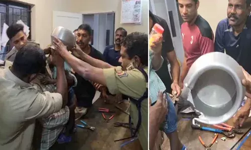 കളിക്കുന്നതിനിടെ അലൂമിനിയം പാത്രത്തില്‍ തല കുടുങ്ങി; രണ്ടു വയസ്സുകാരന് രക്ഷകരായി അഗ്നിരക്ഷാ സേന